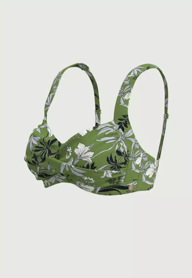 Wild Hibiscus Sea Green Plus Cup Twist Front Top