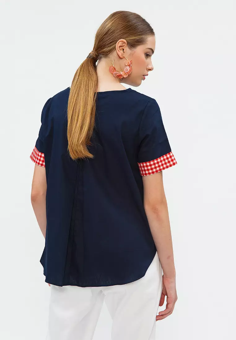 Contrast Cuff Top R Dark Navy