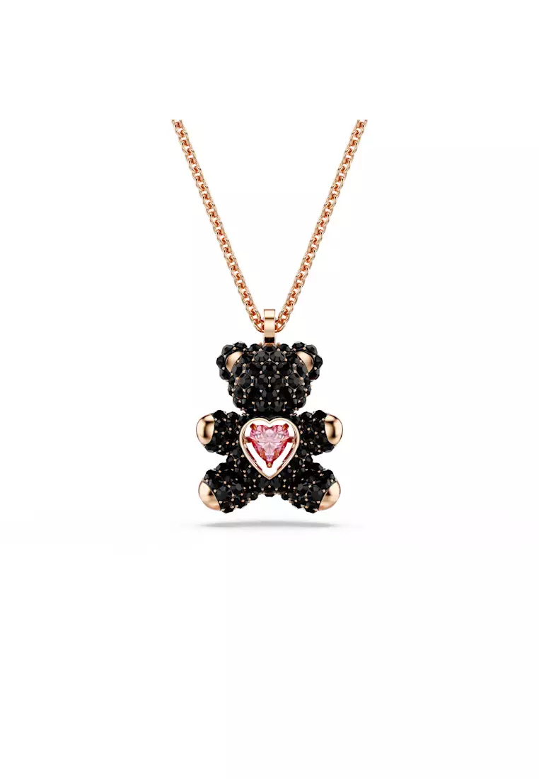 Teddy pendant, Teddy, Black, Rose gold-tone plated