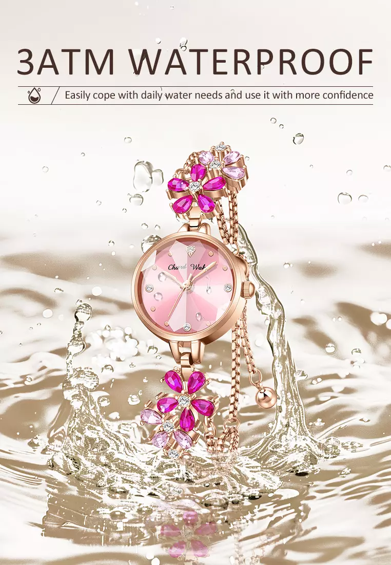 Jam Tangan Wanita Original Anti Air Korea Fashion Tali Gelang Jam Tangan Cewek Kuarsa pink