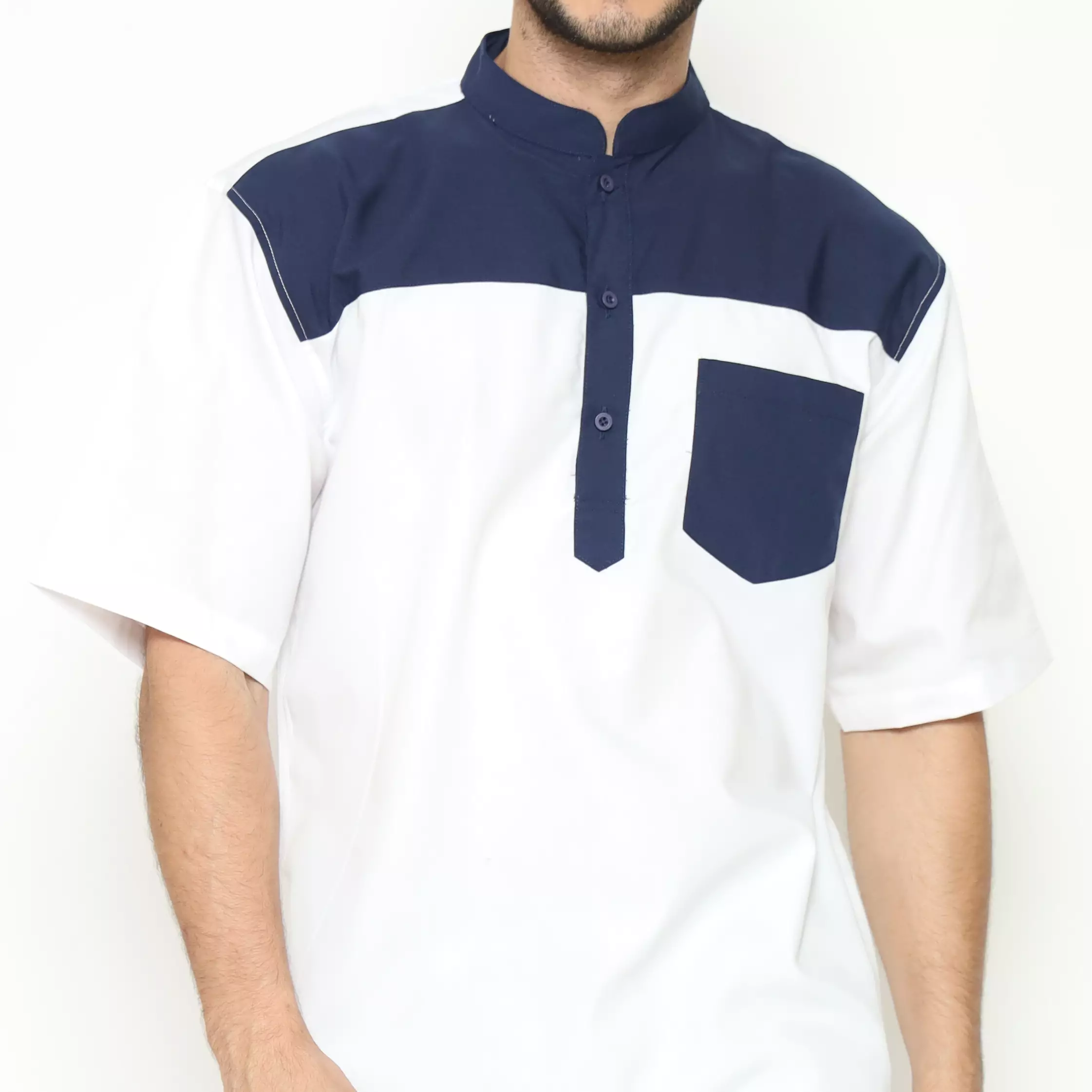 AMK Kemeja Koko Pria Lengan Pendek KK BB 006 S/s Cap 6 White