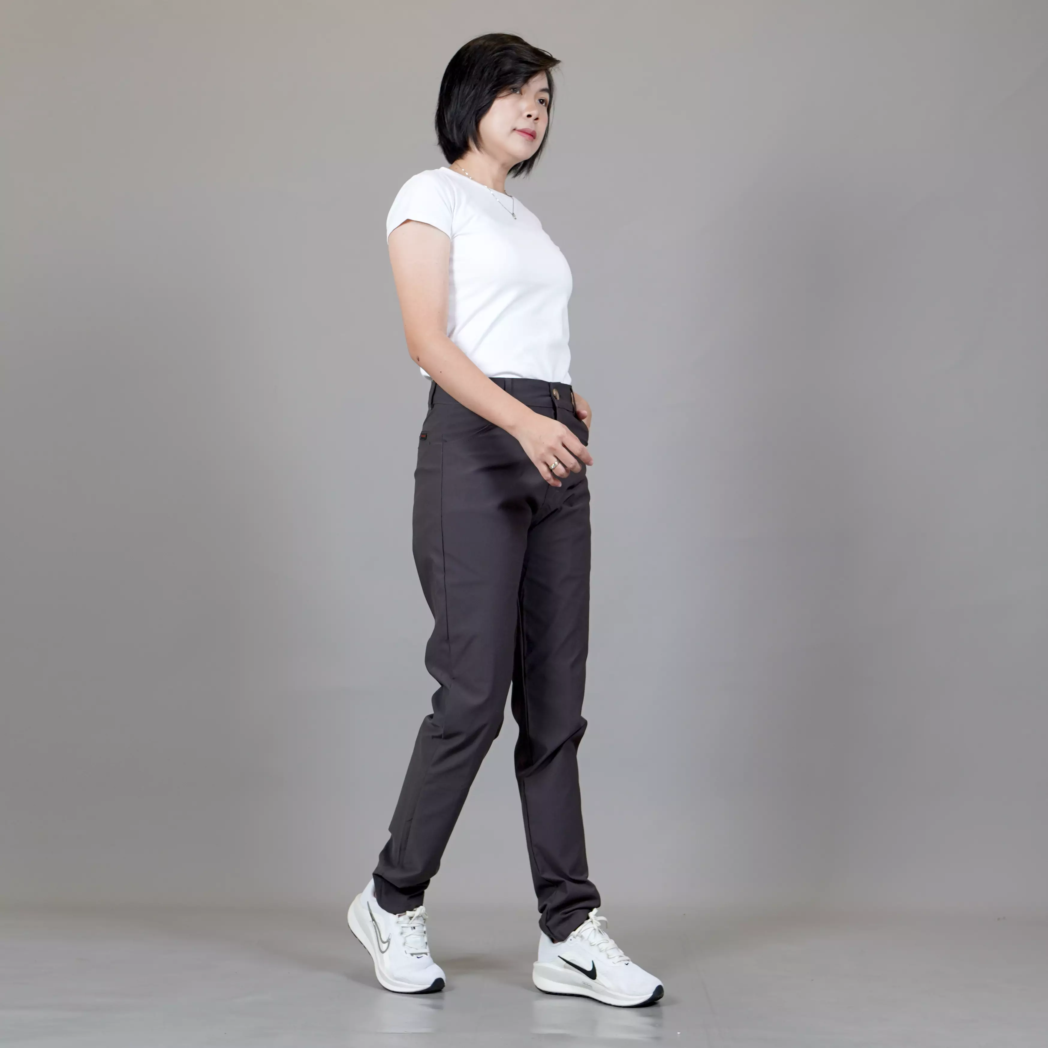  JEFIN Celana Panjang Wanita Women's Casual Long Pants Chinos Celana Chino  - ABU TUA