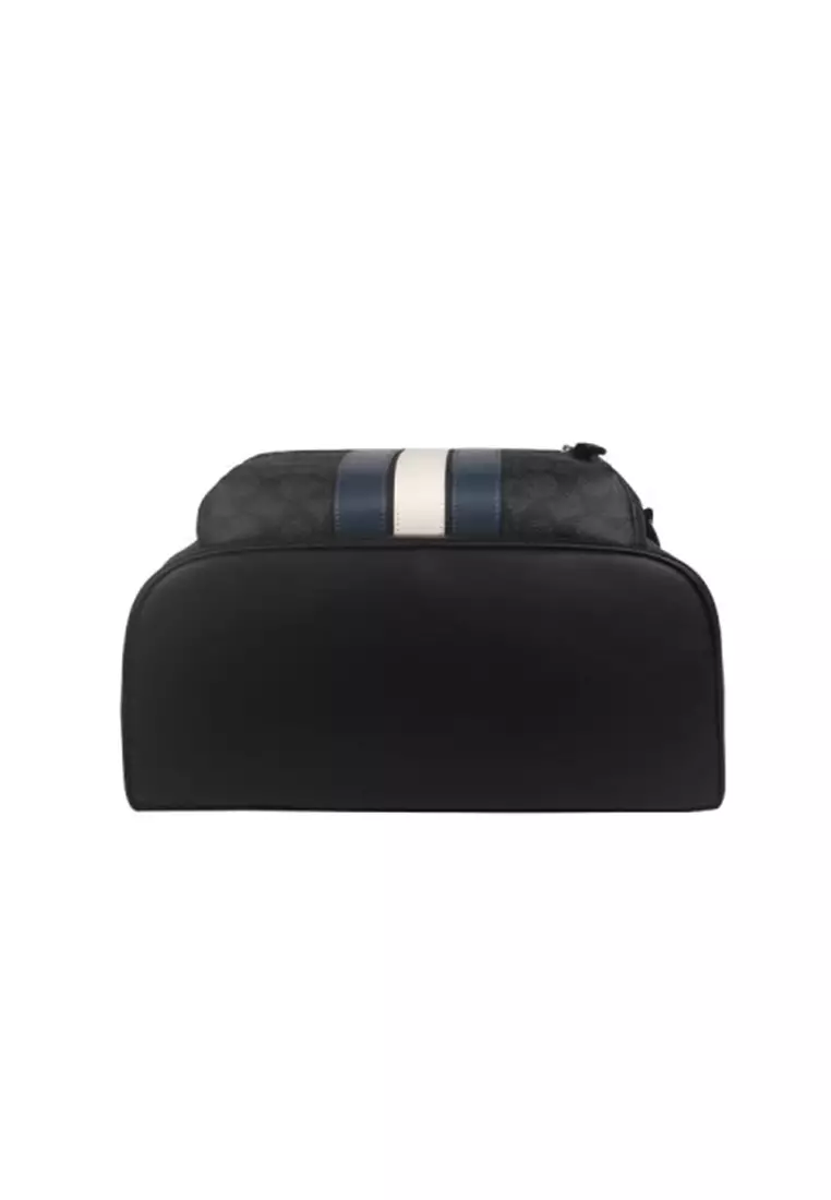 West Backpack In Signature Canvas With Varsity Stripe CV922