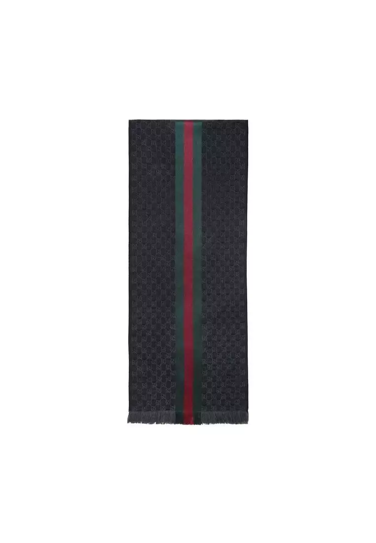 Gg jacquard knitted scarf with best sale web