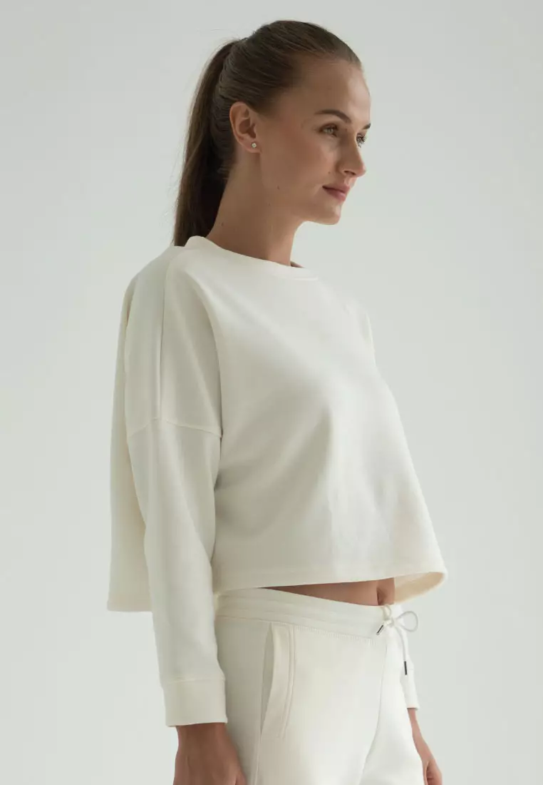 Loraine Long Sleeve Crop Top - Blanc