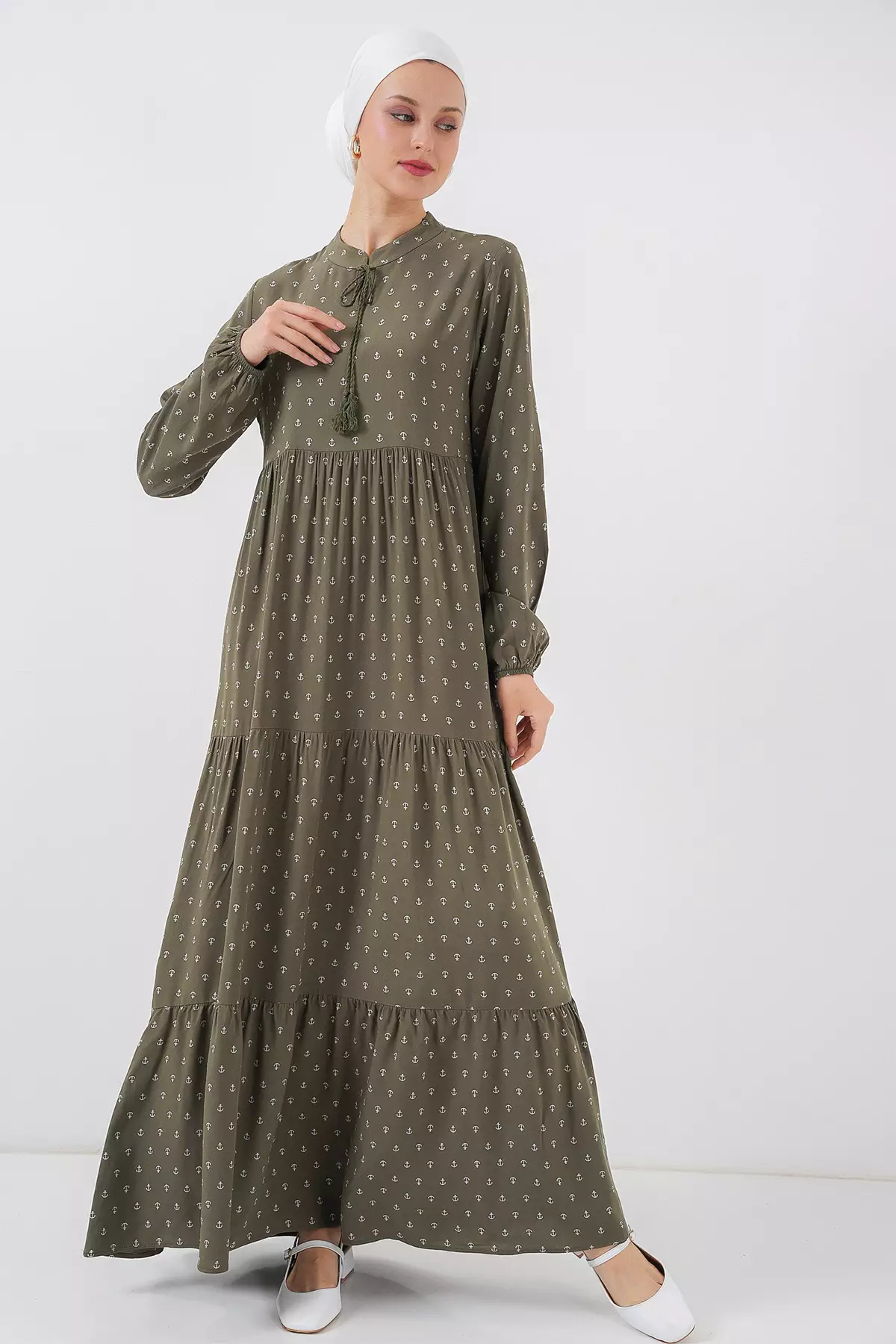 Modest Collar Maxi Dress