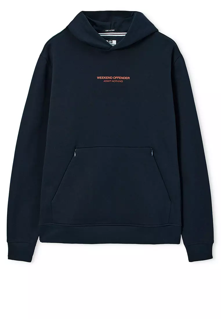 MENS NAVY/SUNSET COBAIN WOAN HOODIE WITH SEAMED IN POCKET