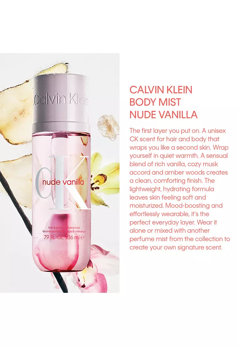 Calvin Klein CK Hair & Body Perfume Mist 236ml - Nude Vanilla | Warm & Comforting (Creamy Vanilla, Cozy Musk, Amber Woods)