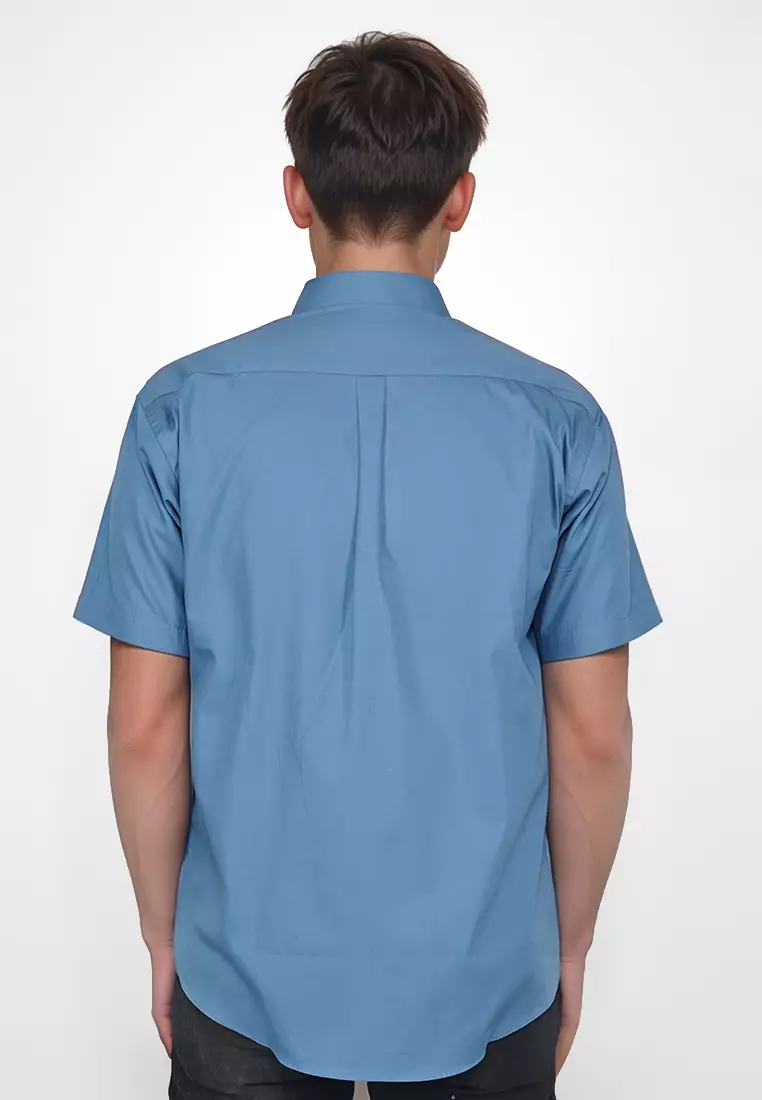 Crocodile MALE 0129 Blue 25 - Men Shirt Kemeja Lengan Pendek - Relax Fit - Katun