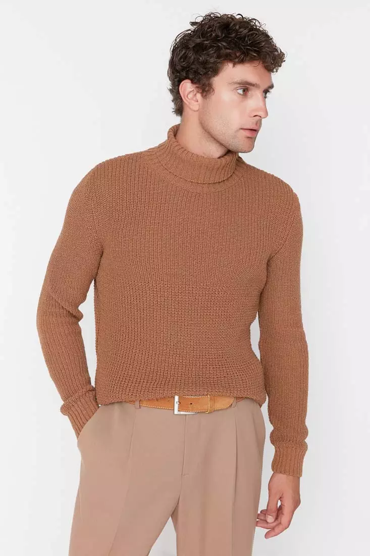 Men's camel deals turtleneck sweater