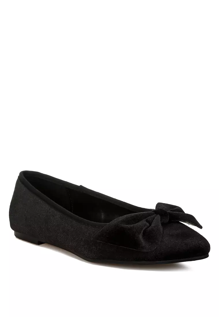 Balerina Busur Beludru Mewah dalam Warna Hitam