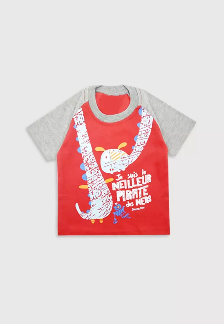 Wakakids Setelan Bayi Anak Laki Laki Motif Dinosaur 3192 Merah