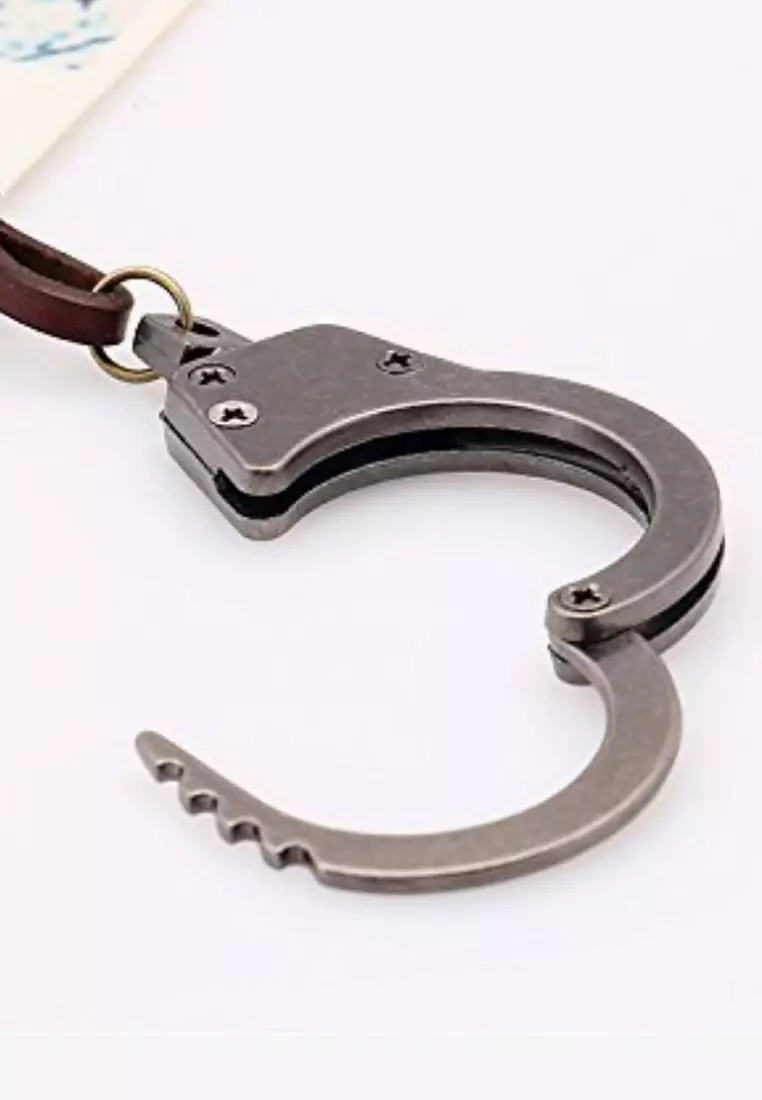 HandCuff Leather Necklace Kalung Pria Silver