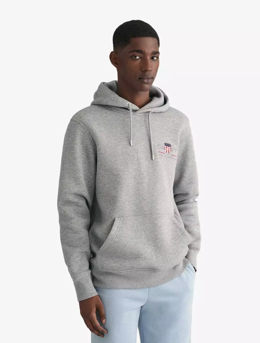 Gant shield hoodie grey melange best sale