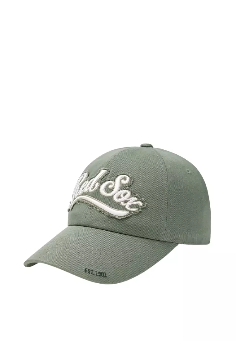 Varsity Vintage Cursive Damage Unstructured Ball Cap - Boston Khaki