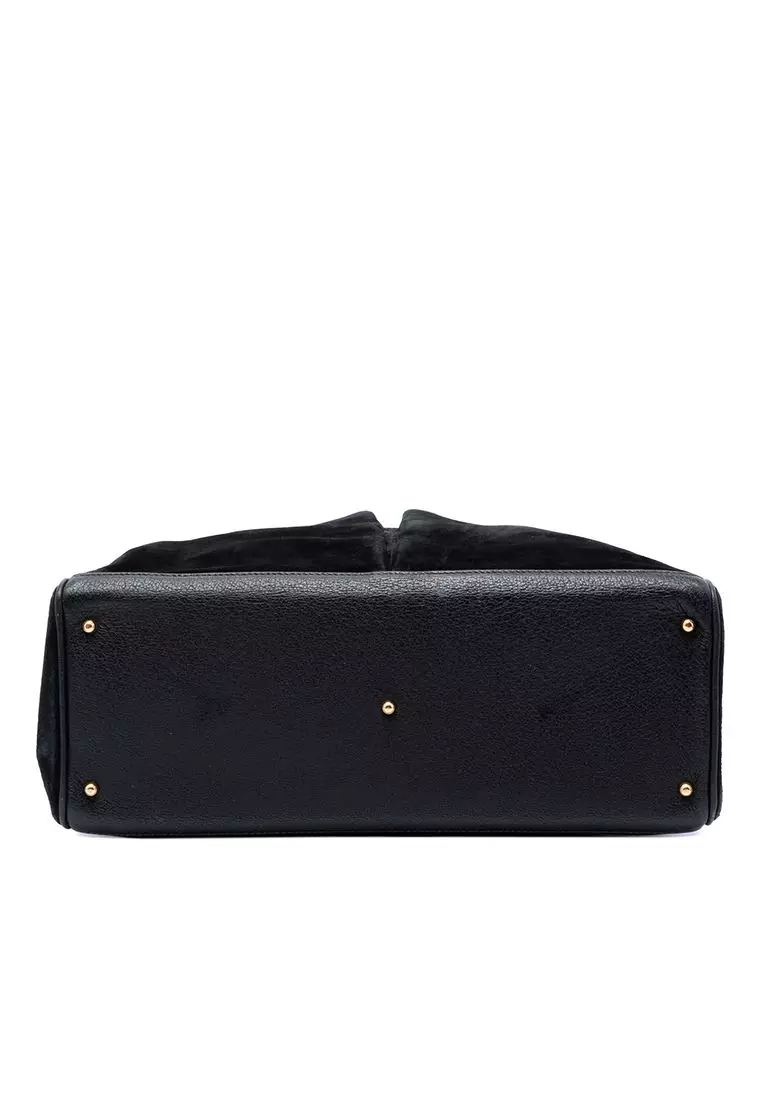 Pre-Loved Gucci Suede Bamboo Satchel