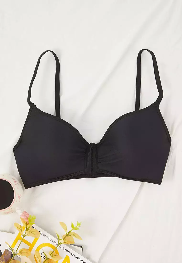 Black Micro-Covered T-Shirt Bra Knitted Bra