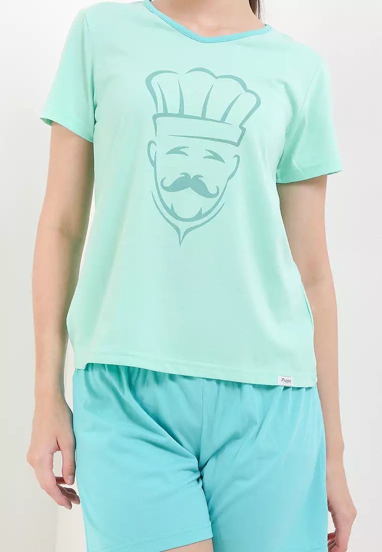Pyjama Pijama Baju Tidur Short Sleeve Short Pants Mini Sleepwear