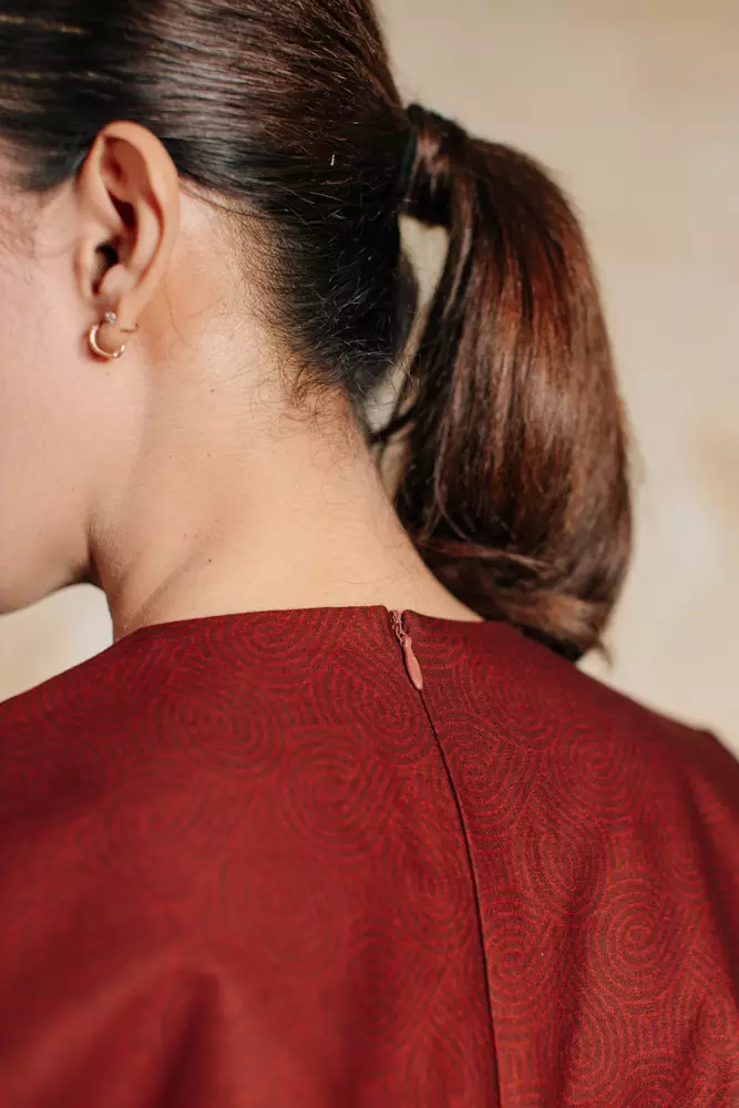 Avira Terracotta Red Dress Batik Wanita Tricot Katun