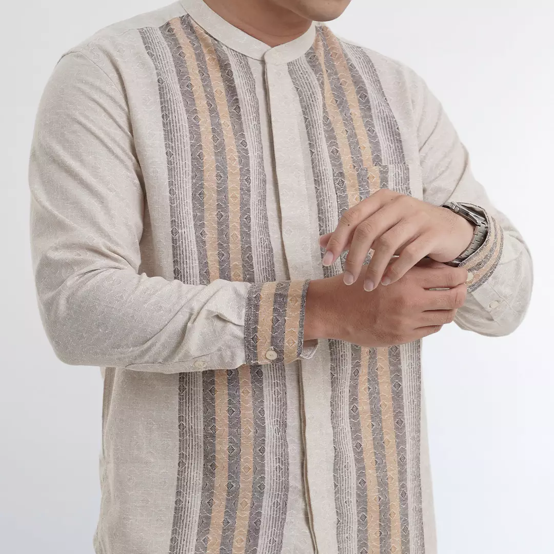 Platini Kemeja Koko Pria Lengan Panjang Katun Light Brown 961400