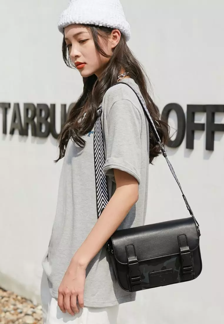 Camo Print Messenger Bag / Crossbody Bag / Sling Bag - Army Black