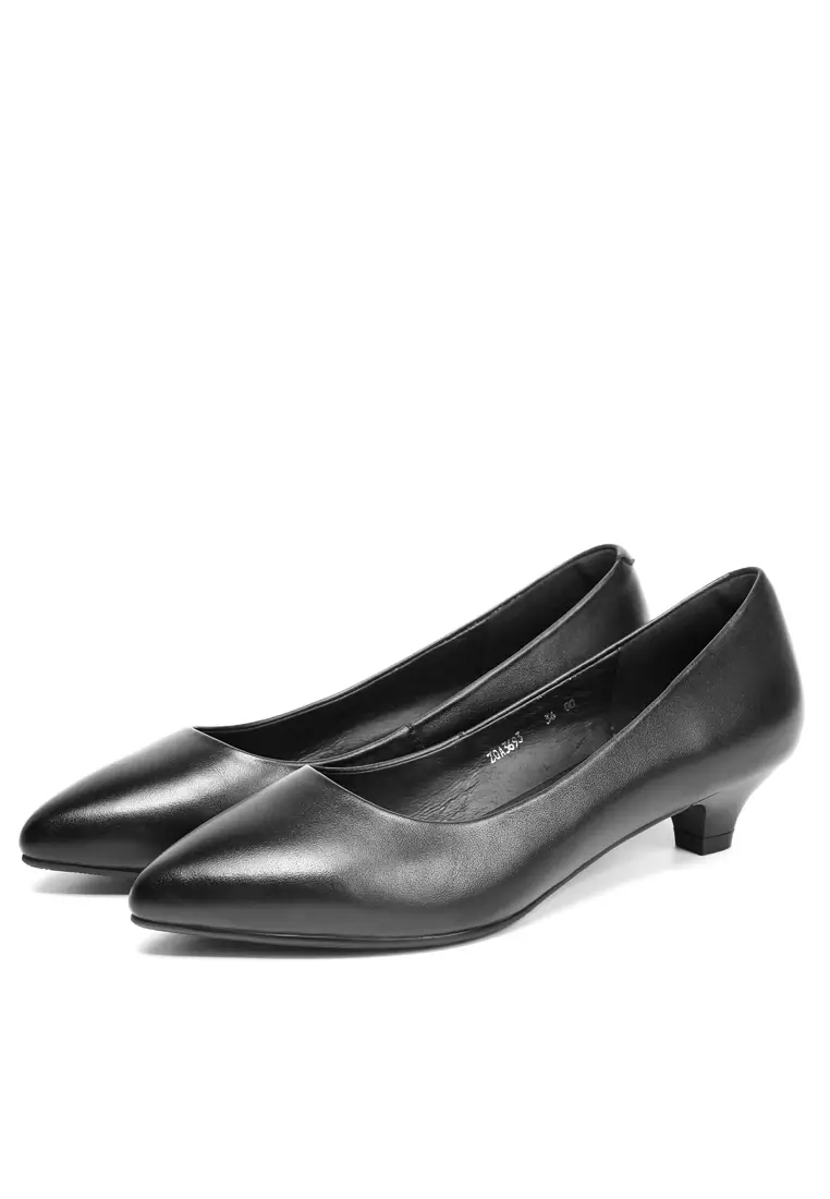 Leather Uniform Pointy Pumps3693black