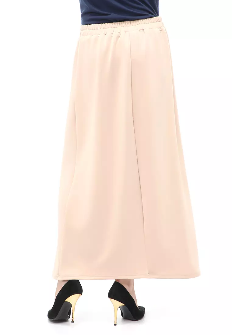 Rok Panjang Muslimah Polos Bawahan Wanita Regular Fit All Size - Beige