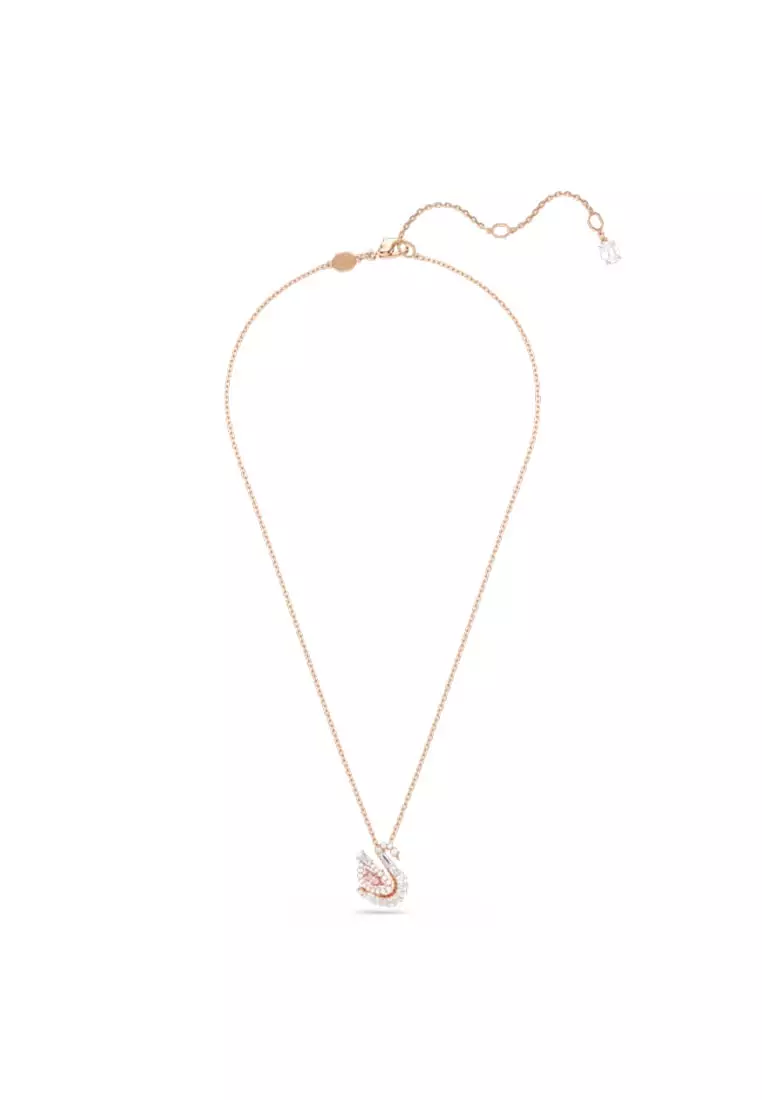 Swan Pendant, Mixed Cuts, Swan, Pink