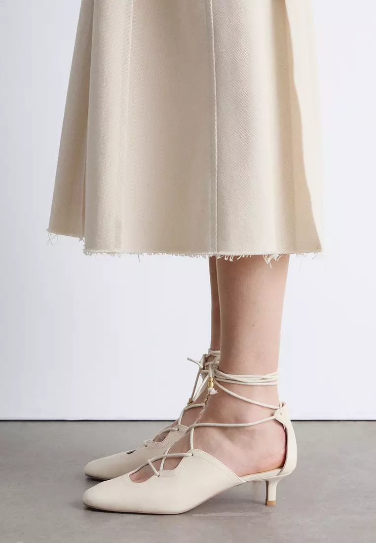 Lace-Up Leather Pumps