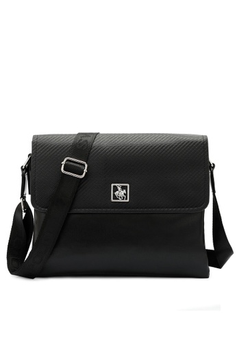 Swiss Polo black Textured Sling Bag 69B4CAC71C3B48GS_1