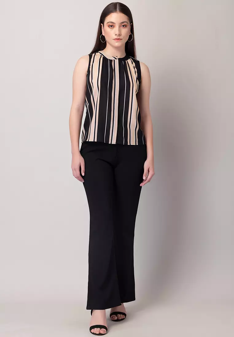 Black Striped Sleeveless Top