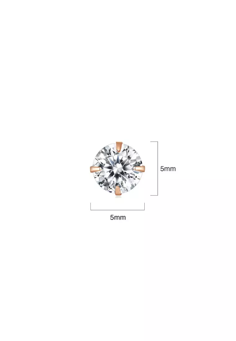 Solid Silver Mary Anne Crystal Stud Earrings In Rose Gold
