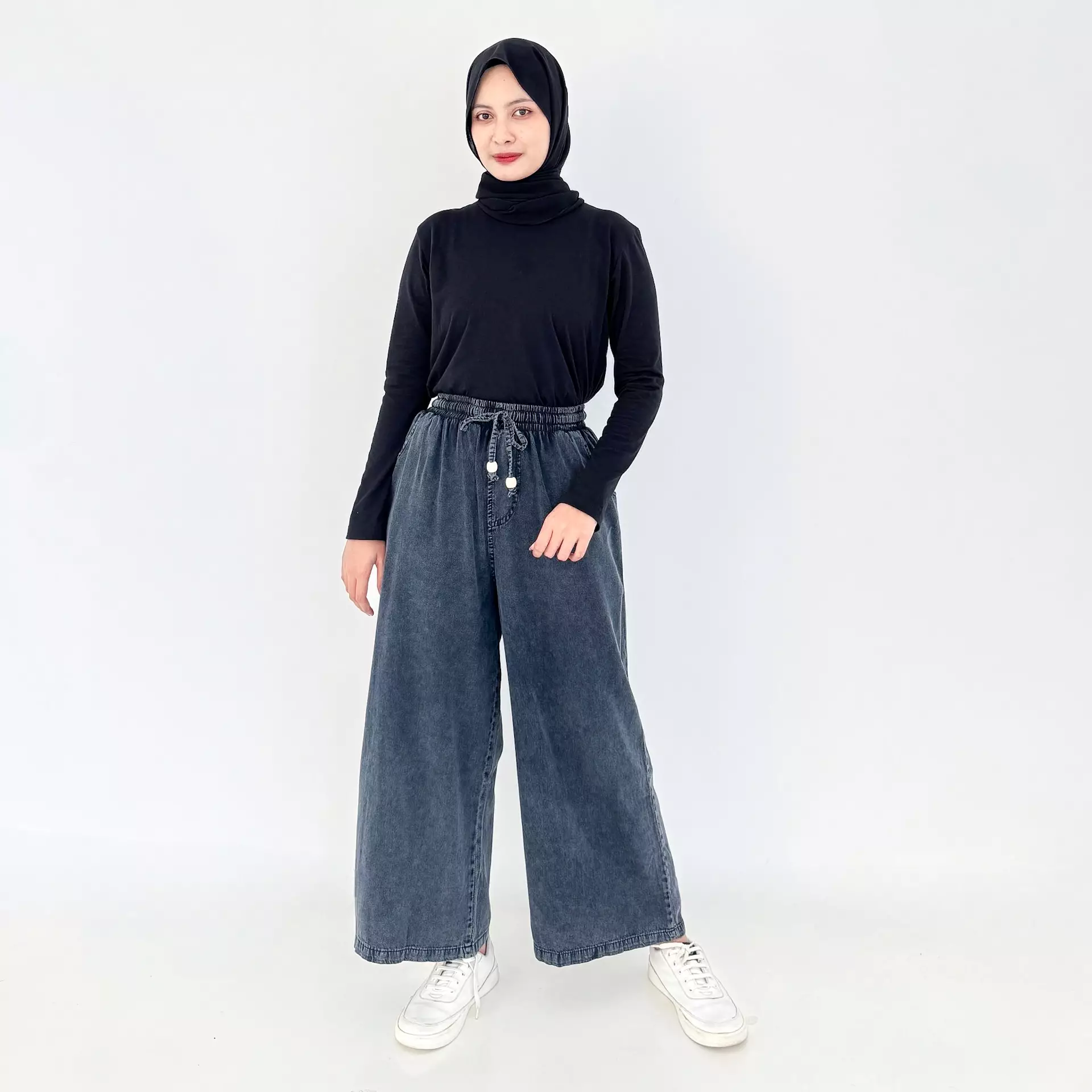 Emma Denim Culotte [DARK SNOW BLACK] Celana Panjang Wanita Size M-4L