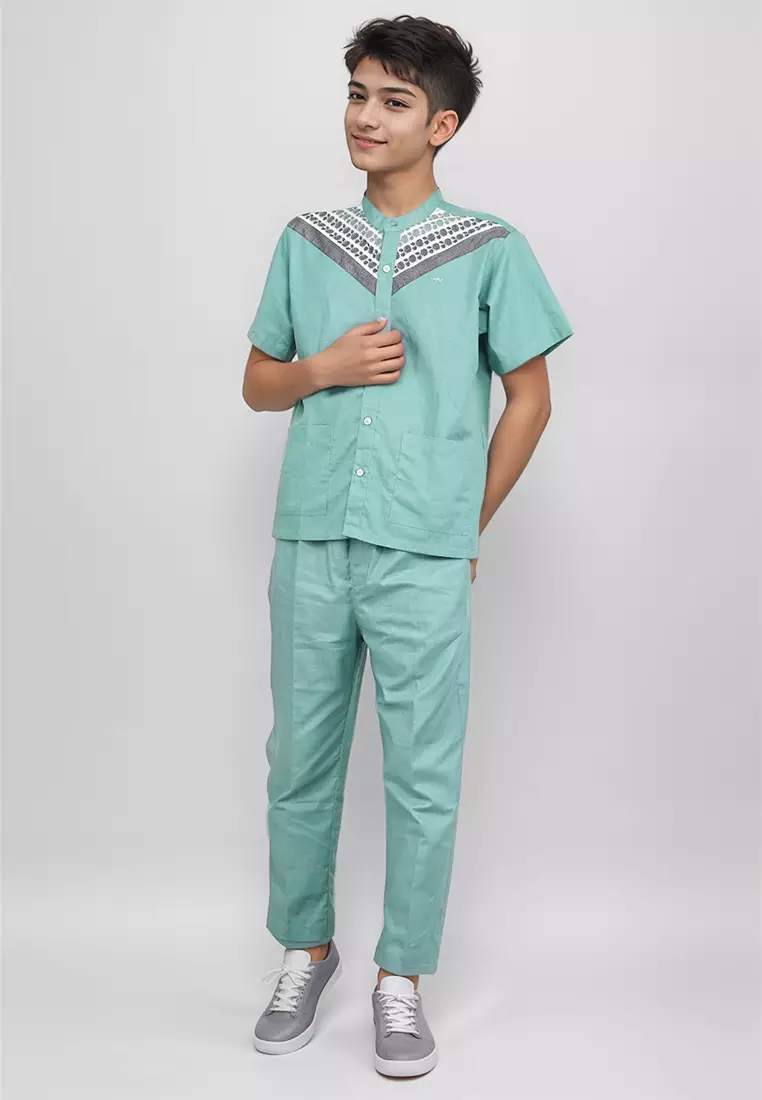 Crocodile KIDS KOKO Set | Shirt Kemeja Lengan Pendek dan Celana Panjang Koko Anak 0196