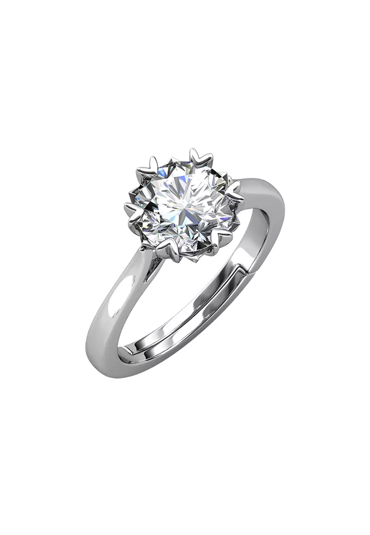 Berlian Moissanite Le Fond Ring [GRA CERTIFICATE MOISSANITE DIAMOND] - Cincin 1carat Moissanite Diamond 925 Silver Celesta by Her Jewellery