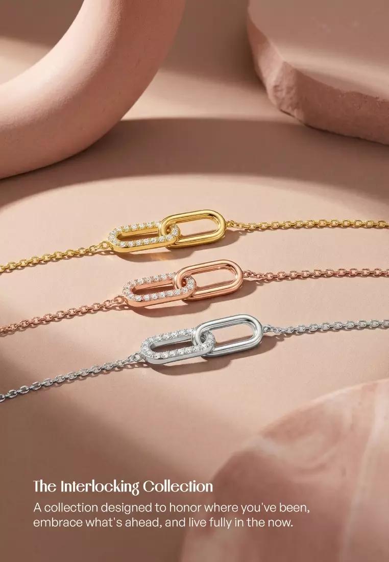 Adessa Interlocking Chain with 5A Cubic Zirconia Bracelet in Rose Gold