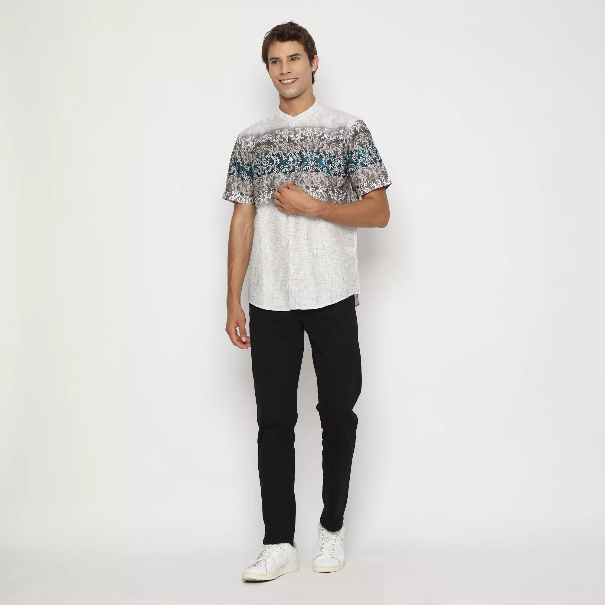 Platini Kemeja Koko Pria Lengan Pendek Katun Hijau 931277