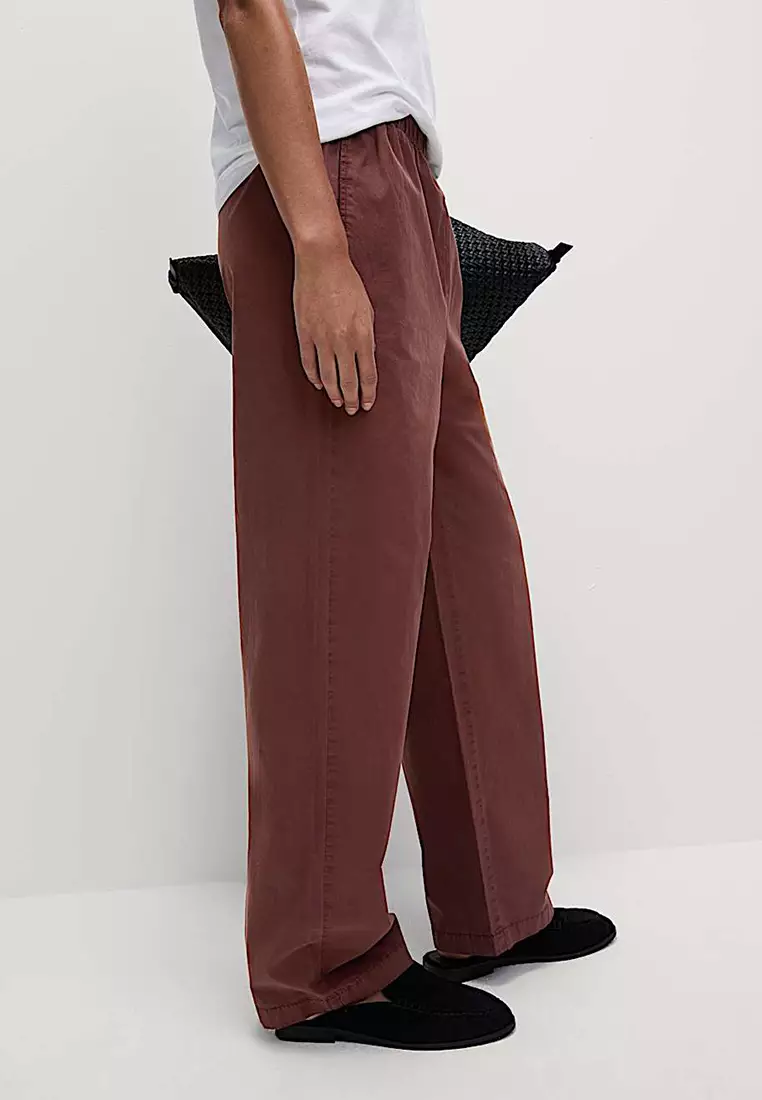 Pure Cotton Poplin Straight Leg Trousers