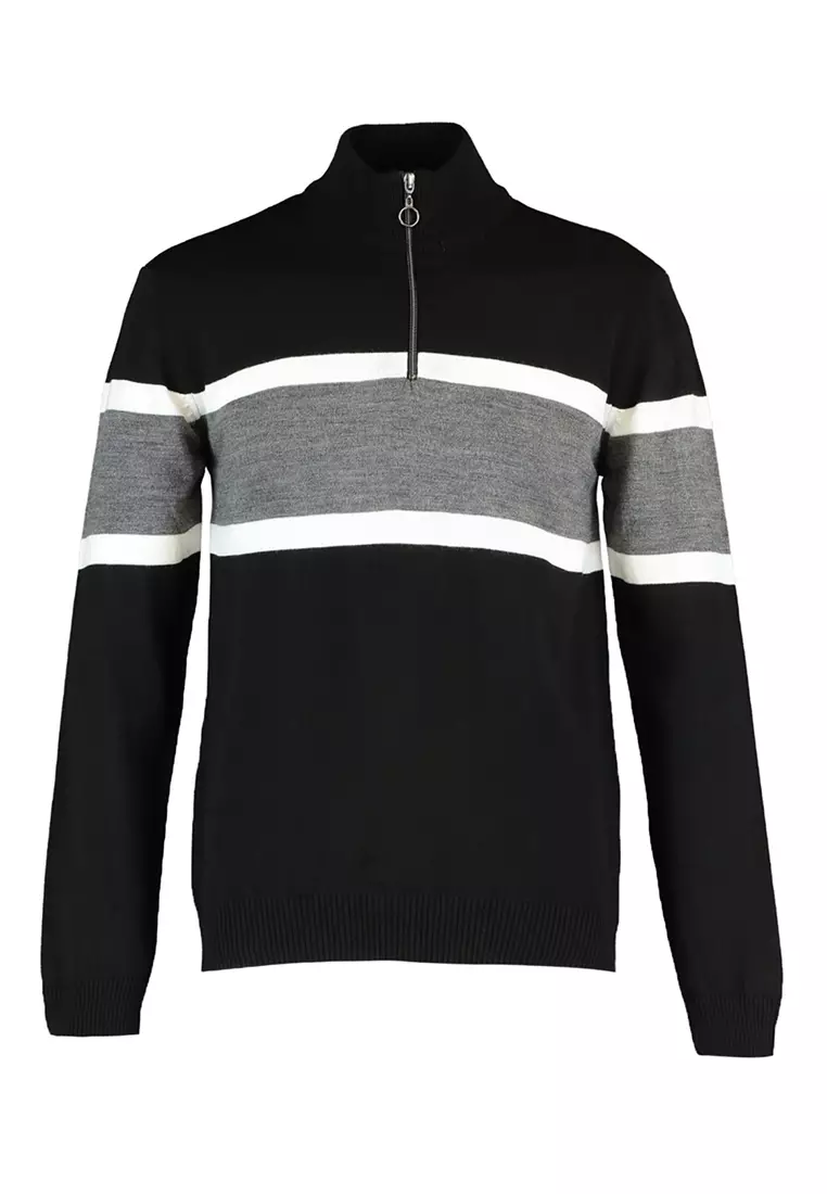 Slim Fit Half Turtleneck Zipper Sweater