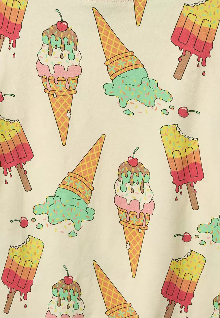 Short-sleeved Dress with ice cream