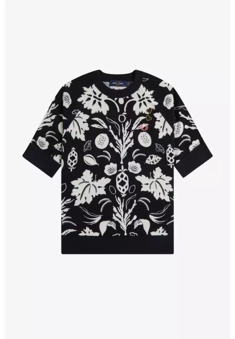 Fred Perry SK9115 Printed Knitted Top (Black)