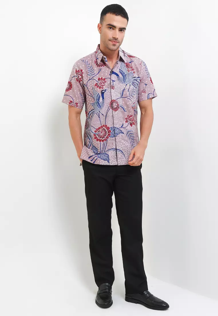 Hem Kemeja Pria Lengan Pendek Batik Furing Arsyana Pink