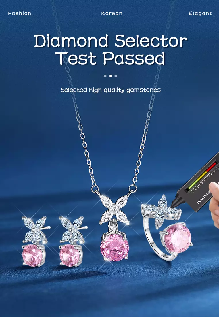 Perhiasan 1 Set  Cincin/Anting/Kalung Perhiasan Set Original Lapisan Tahan Pudar Wanita