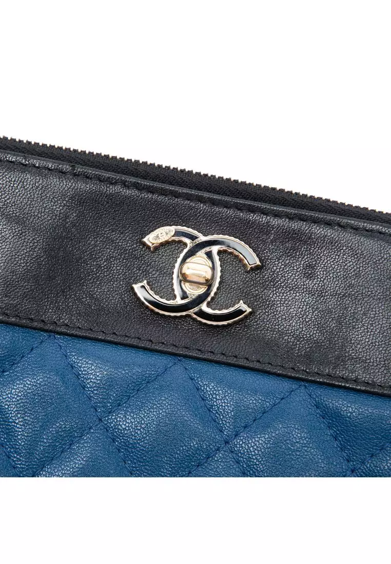 Pre-Loved Chanel Medium Bicolor Quilted Sheepskin Mademoiselle O Case Clutch
