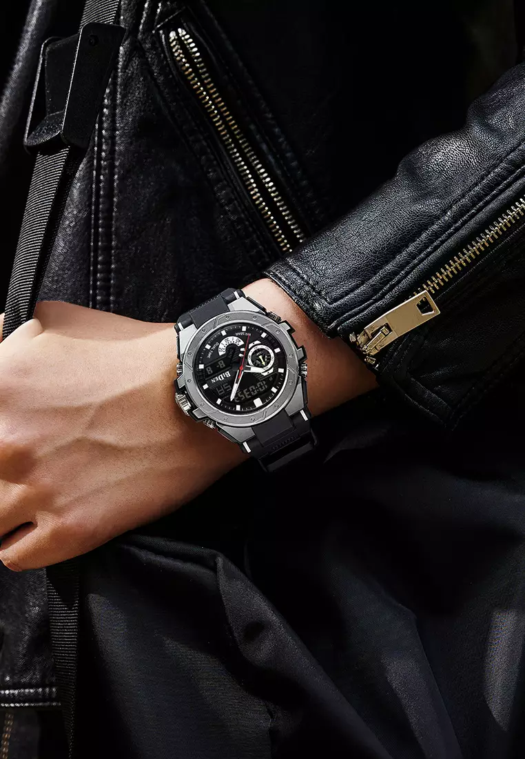 Jam Tangan Pria Anti Air Original Olahraga Digital&Analog Pria Multifungsi Tali Silikon Bercahaya Jam Tangan Cowok