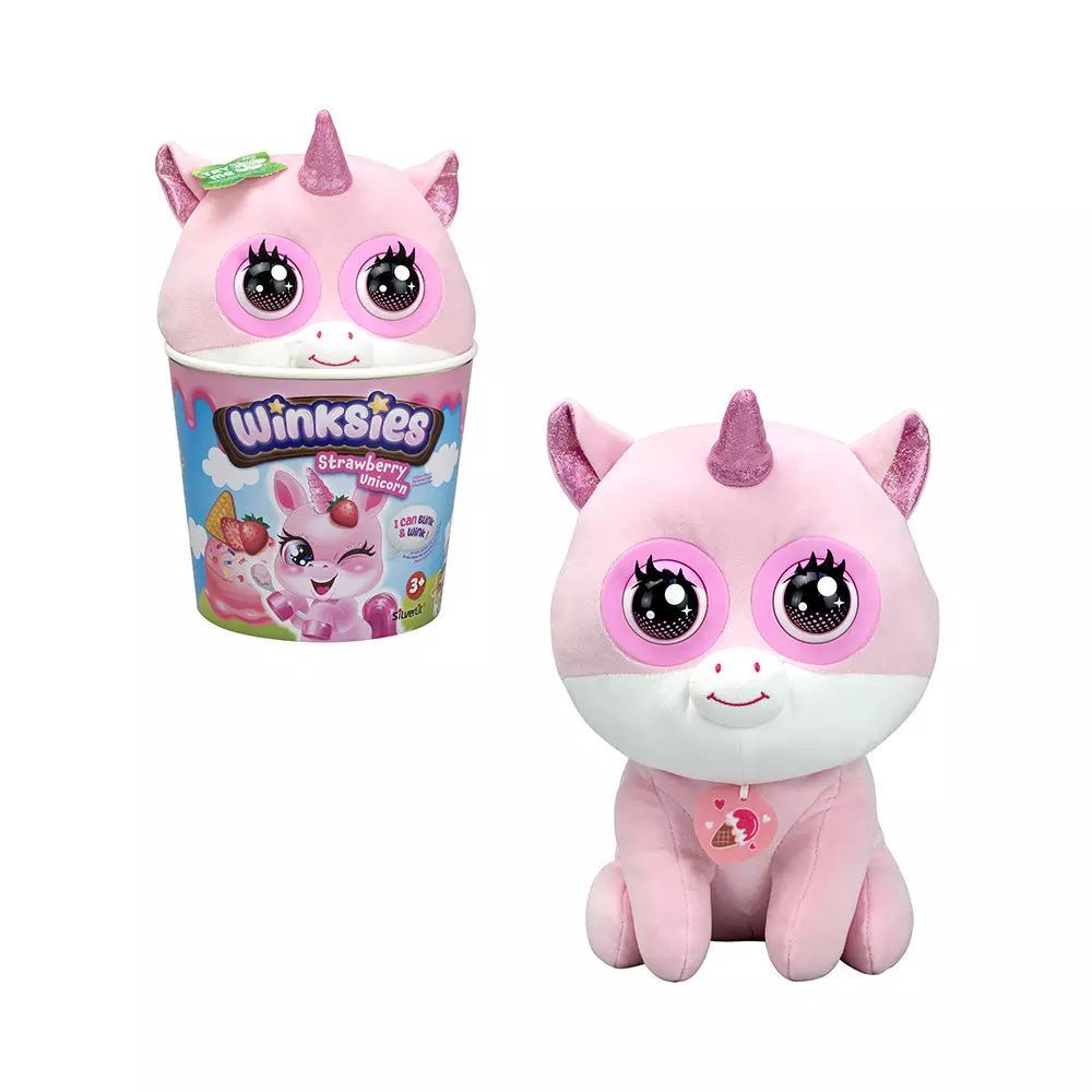 SILVERLIT WINKSIES BONEKA PLUSH STRAWBERRY UNICORN - PINK