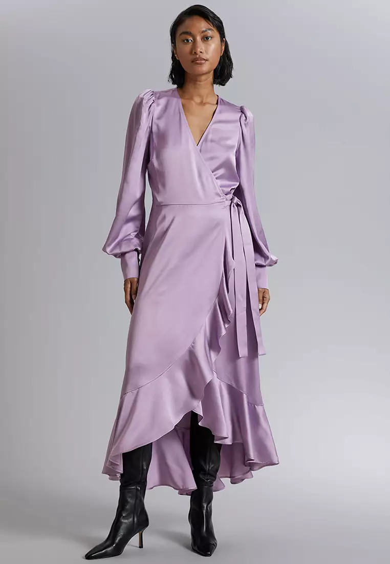 other stories ruffled midi wrap dress & Other Stories Capsule Ruffle Cloud Print Ruffled Wrap Midi Dress Size 4  New