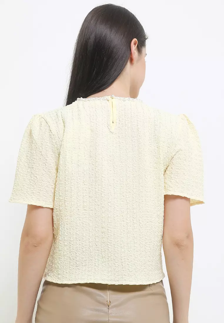 S/S Embellished Textured Blouse