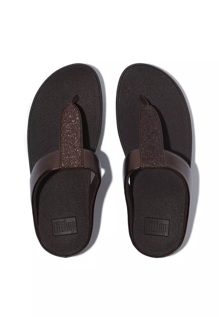 FINO Women's Glitterdust Metallic Toe-Post Sandals - Metallic Chocolate Brown (IK5-C89)