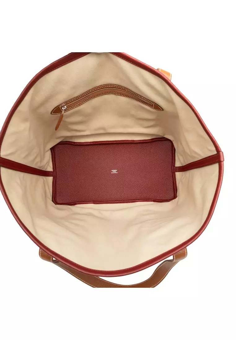 Pre-Loved Hermès Toile And Clemence Pursangle Tote